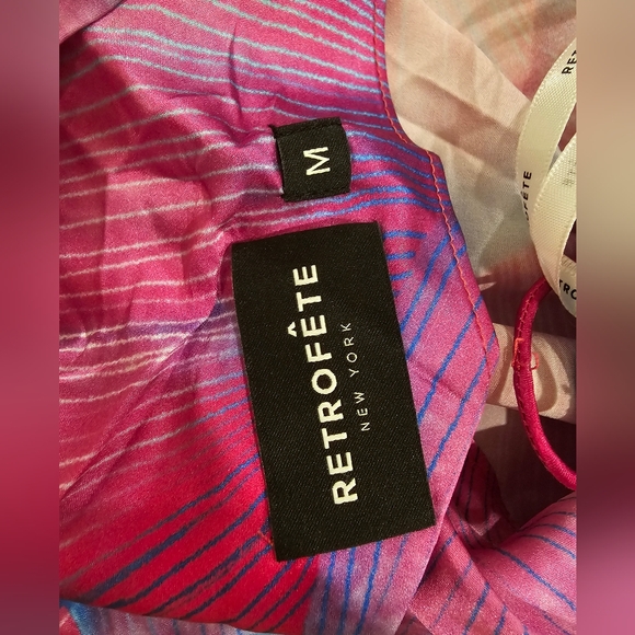 Retrofete Keaton silk dress size M pink peony NWT - Picture 3 of 6